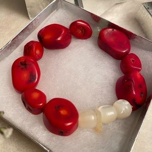 Coral Beads Mother Of Pearl Beads Strand Bracelet